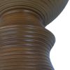 16" Ribbed Brown Concrete Outdoor Side Table with Hourglass Design ‚Äì Weather-Resistant Accent for Patio, Garden, or Balcony
