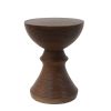 16" Ribbed Brown Concrete Outdoor Side Table with Hourglass Design ‚Äì Weather-Resistant Accent for Patio, Garden, or Balcony