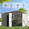 Outdoor Sheds 6FT x 8FT & Outdoor Storage Clearance, Metal Anti-Corrosion Utility Tool House with Lockable Door & Shutter Vents