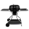Kettle Charcoal Grill with 2 Side Tables, Storage Shelf, Upgraded Ash Catcher, Thermometer, Air Vents, Outdoor Cooking Barbecue Grill with Wheels