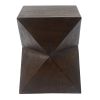 14.25" Natural Wood Grain Finish Prismatic Symmetry Concrete Outdoor Side Table with Symmetric Design ‚Äì Weather-Resistant Accent for Patio, Garden