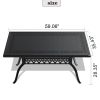 L59.05*W35.43-inch Cast Aluminum Patio Dining Table With Black Frame and Carved Texture on the Tabletop