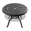 39.37-inch Cast Aluminum Patio Dining Table With Black Frame and Umbrella Hole