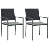 Patio Chairs with Cushions 2 pcs Black 21.3"x24.6"x35" Poly Rattan