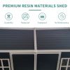 8x6ft Outdoor Resin Garden Shed with Floor and 2 Windows, Plastic Patio Outdoor Storage Shed with Lockable Door for Garden Tools, Bicycles, Trash Cans