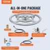 VEVOR 12 inch Round Drop-in Fire Pit Pan, Stainless Steel Fire Pit Burner Kit, Natural & Propane Gas Fire Pan with 92