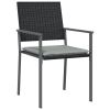 Patio Chairs with Cushions 2 pcs Black 21.3"x24.6"x35" Poly Rattan