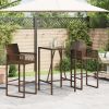 Outdoor Bar Table Brown 27.6"x27.6"x43.3" Poly Rattan