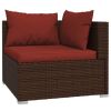 Patio Furniture Set 4 Piece with Cushions Poly Rattan Brown