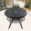 39.37-inch Cast Aluminum Patio Dining Table With Black Frame and Umbrella Hole