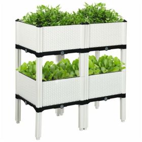 4PCS Elevated Planting Box White