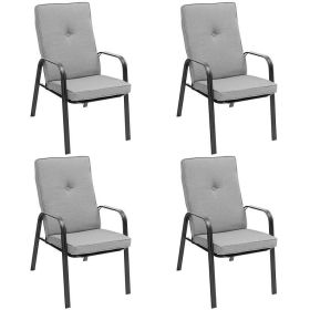 4 Patio Dining Stackable Chairs Set with High-Back Cushions