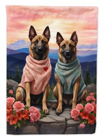 Belgian Malinois Two Hearts Garden Flag Mailbox Flag Decorative Yard Flag Banner Outside Patio Artwork Yard Flower Beds, Garden Size, Multicolor