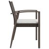 Patio Chairs with Cushions 2 pcs Brown 22.2"x22.4"x32.7" Poly Rattan