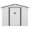8' x 8' Outdoor Storage Shed, Metal Garden Shed with Double Sliding Doors, 4 Air Vents, Tool Storage House Shed for Yard, Patio, Lawn, White+Gray