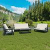 HIPS 3 Seater Sofa with Cushion, Outdoor Garden Sofa, Sofa Set for Porch, Poolside, Terrace, and Yard Grey/Beige