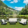 HIPS 3 Seater Sofa with Cushion, Outdoor Garden Sofa, Sofa Set for Porch, Poolside, Terrace, and Yard Grey/Beige
