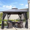 10x10 Outdoor Patio Gazebo Canopy Tent With Ventilated Double Roof And Mosquito net(Detachable Mesh Screen On All Sides),Suitable for Lawn, Garden