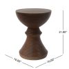 16" Ribbed Brown Concrete Outdoor Side Table with Hourglass Design ‚Äì Weather-Resistant Accent for Patio, Garden, or Balcony