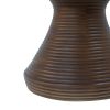 16" Ribbed Brown Concrete Outdoor Side Table with Hourglass Design ‚Äì Weather-Resistant Accent for Patio, Garden, or Balcony