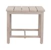 Durable Outdoor End Table - Solid Aluminum Construction, Whitewashed Birch Look - Natural Charm, Adjustable Levelers