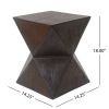 14.25" Natural Wood Grain Finish Prismatic Symmetry Concrete Outdoor Side Table with Symmetric Design ‚Äì Weather-Resistant Accent for Patio, Garden