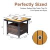 Outdoor Wicker Side Table with Umbrella Hole & Storage Space, Square PE Rattan End Table for Patio Garden Poolside Deck Brown