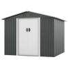 8' x 8' Outdoor Storage Shed, Metal Garden Shed with Double Sliding Doors, 4 Air Vents, Tool Storage House Shed for Yard, Patio, Lawn, Grey