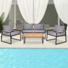 4 Piece Outdoor Patio Lounge Conversation Set