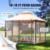 VEVOR Patio Gazebo for 6-8 Person, 10 x 10 FT Backyard Gazebo, with Mosquito Netting, Metal Frame, and PU Coated 180G Polyester