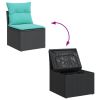 Patio Chair Armless with Cushions Black Poly Rattan