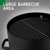 Vertical Steel Charcoal Smoker, Heavy Duty Three Layer Round BBQ Grill Smokey Mountain Cooker for Outdoor Cooking, Black