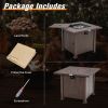 32 Inch 50,000 BTU Square Fire Pit Table with Lid and Lava Rocks