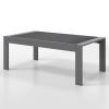 All-Weather Aluminum Outdoor Coffee Table, Modern Coffee Table for Outside, Rectangle Patio Coffee Table-Gray