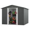 8' x 8' Outdoor Storage Shed, Metal Garden Shed with Double Sliding Doors, 4 Air Vents, Tool Storage House Shed for Yard, Patio, Lawn, Grey
