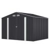 8 x 10 Ft Outdoor Storage Shed, Metal Yard Shed for Tools, Garbage Can Clearance, Prefab House w/ Lockable Doors, Garden, Patio, Outside Utility