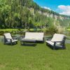 HIPS 3 Seater Sofa with Cushion, Outdoor Garden Sofa, Sofa Set for Porch, Poolside, Terrace, and Yard Grey/Beige