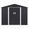 8' x 8' Outdoor Storage Shed, Metal Garden Shed with Double Sliding Doors, 4 Air Vents, Tool Storage House Shed for Yard, Patio, Lawn, Dark Grey