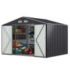 8 x 10 Ft Outdoor Storage Shed, Metal Yard Shed for Tools, Garbage Can Clearance, Prefab House w/ Lockable Doors, Garden, Patio, Outside Utility