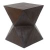 14.25" Natural Wood Grain Finish Prismatic Symmetry Concrete Outdoor Side Table with Symmetric Design ‚Äì Weather-Resistant Accent for Patio, Garden