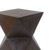 14.25" Natural Wood Grain Finish Prismatic Symmetry Concrete Outdoor Side Table with Symmetric Design ‚Äì Weather-Resistant Accent for Patio, Garden