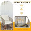 4 Piece Patio Furniture Set, Outdoor Acacia Wood Conversation Set, All-Weather Rope Sofa Set with Coffee Table, Loveseat