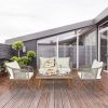 4 Piece Patio Furniture Set, Outdoor Acacia Wood Conversation Set, All-Weather Rope Sofa Set with Coffee Table, Loveseat