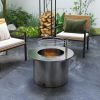 Outsunny 2-in-1 Smokeless Fire Pit, BBQ Grill, 25" Portable Wood Burning Firepit with Cooking Grate, Ash Tray & Poker