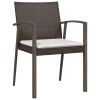 Patio Chairs with Cushions 2 pcs Brown 22.2"x22.4"x32.7" Poly Rattan