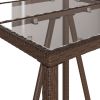 Outdoor Bar Table Brown 27.6"x27.6"x43.3" Poly Rattan