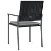 Patio Chairs with Cushions 2 pcs Black 21.3"x24.6"x35" Poly Rattan