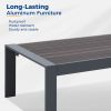 All-Weather Aluminum Outdoor Coffee Table, Modern Coffee Table for Outside, Rectangle Patio Coffee Table-Gray