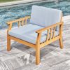 Kapalua Honey Nautical Curve Eucalyptus Wooden Outdoor Sofa Chair with Cushion
