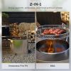 Outsunny 2-in-1 Smokeless Fire Pit, BBQ Grill, 25" Portable Wood Burning Firepit with Cooking Grate, Ash Tray & Poker
